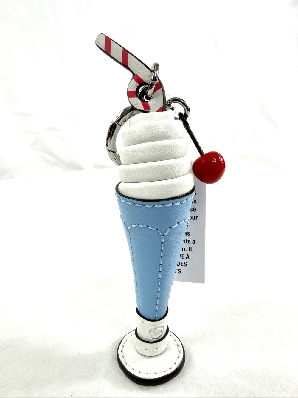 Michael Kors Blue Milk Shake Key Fob Bag Charm Straw Cherry NWT 5 Inches Tall - Picture 2 of 6
